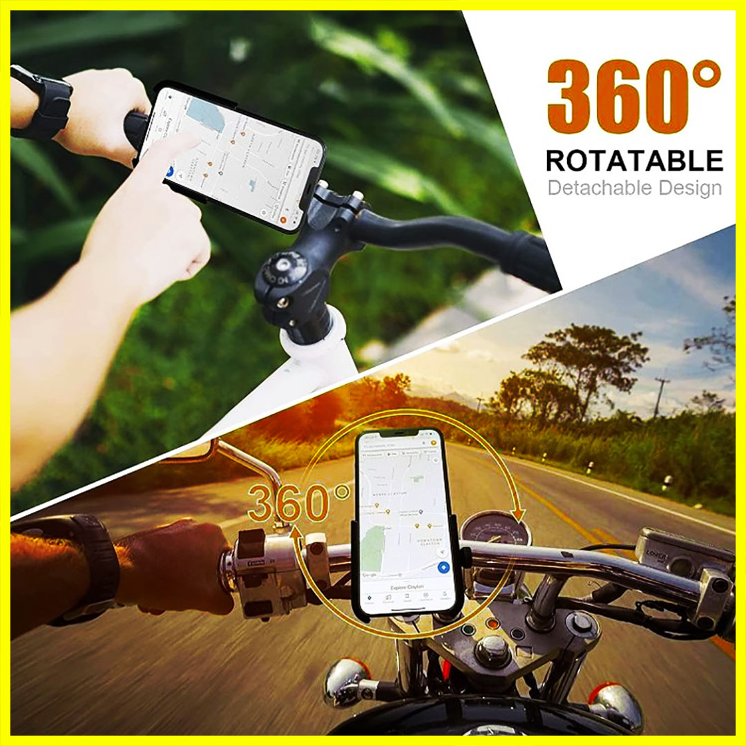 Metal Bike Mobile Holder – 360° Adjustable Shockproof Handlebar Mount